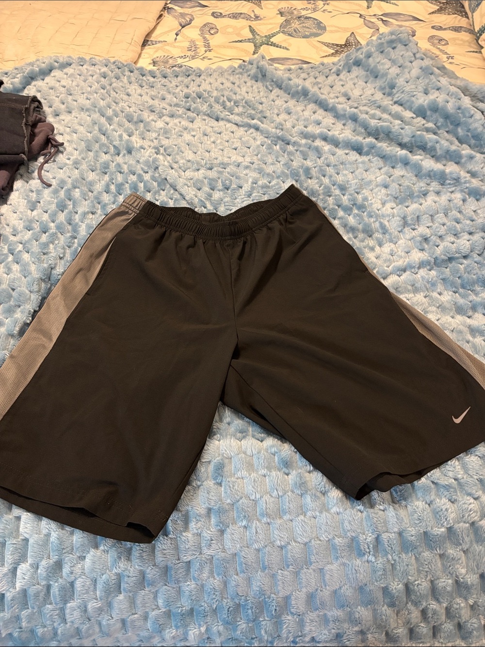 Nike Black Athletic Shorts with Gray Side Panels
